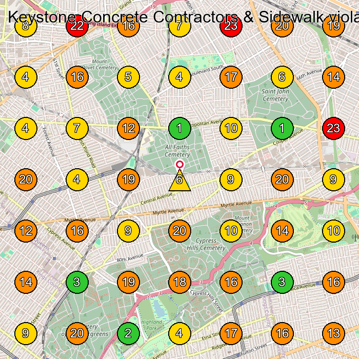 Keystone Concrete Contractors & Sidewalk violations removal Concrete Contractor GeoGrid ranking map for None